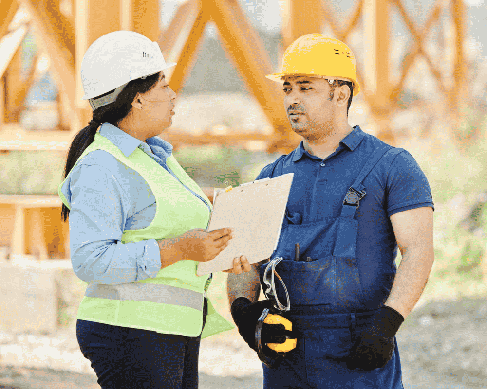 Male and female construction workers at CLOSW