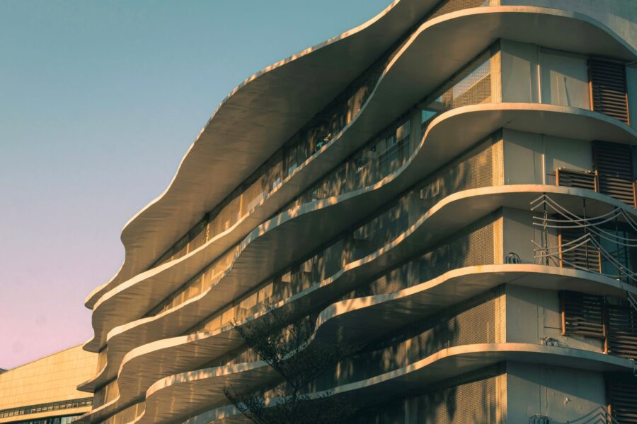 Wavy modern architecture design on a building