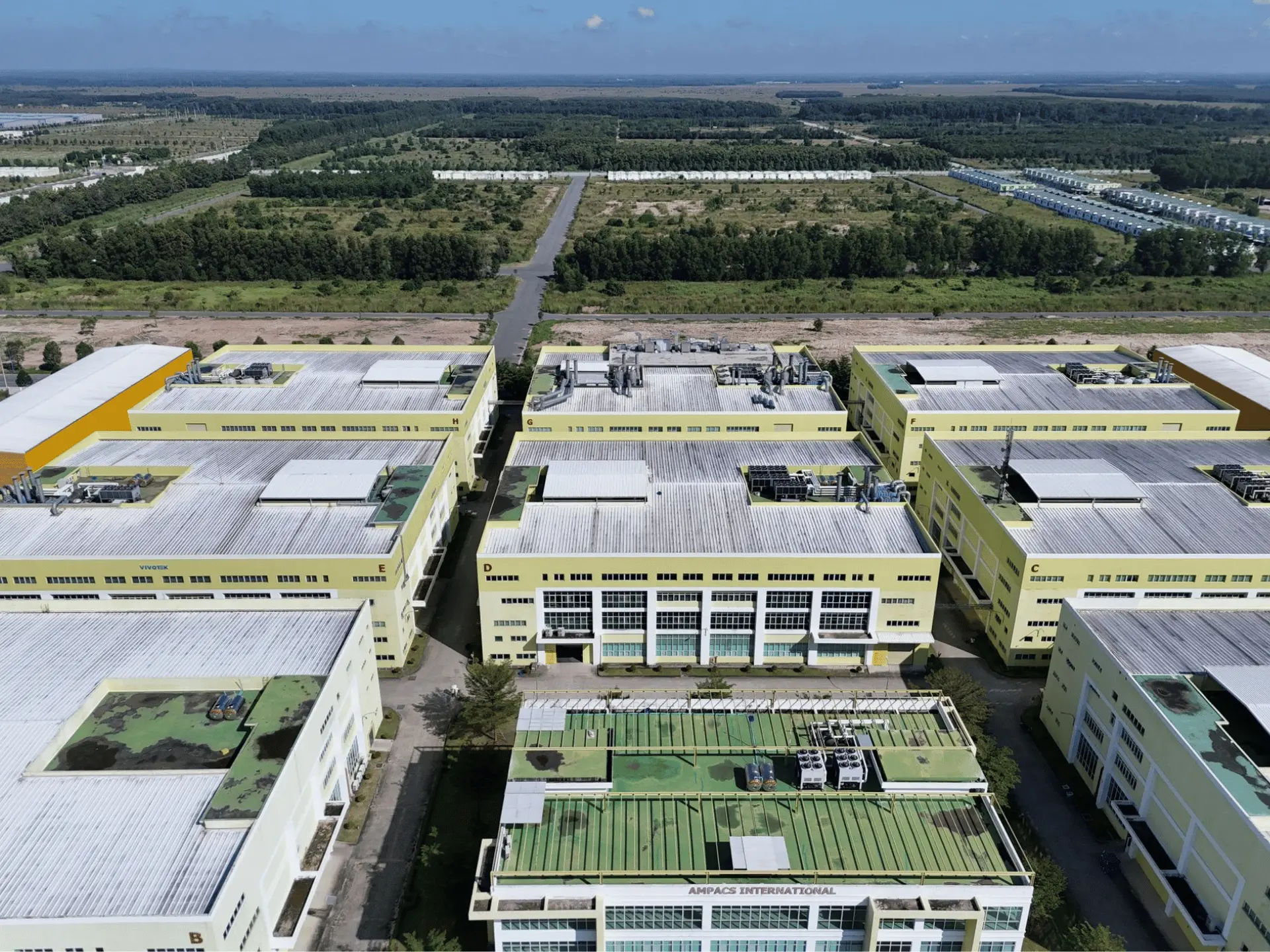 Aerial shot of a modern industrial complex